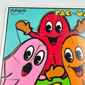 Vintage 1980s Playskool Pac-Man Ghosts Wooden Tray Puzzle